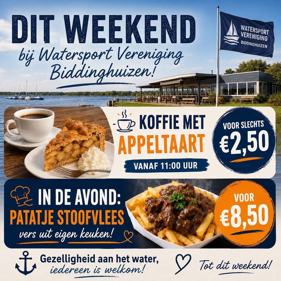Aankondiging: koffie met appeltaart en patatje stoofvlees